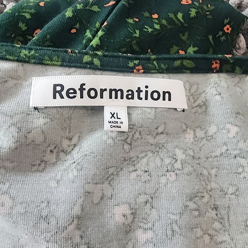 Reformation Anjeline Green Floral LS Bodycon Mini Dress - Picture 7 of 10